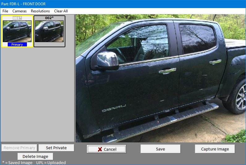 Screenshot showing Partmate's camera function, with photos of a Front Door